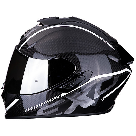 Integrierter Motorradhelm aus Scorpion Fiber EXO 1400 Carbon Air GRAND Weiß