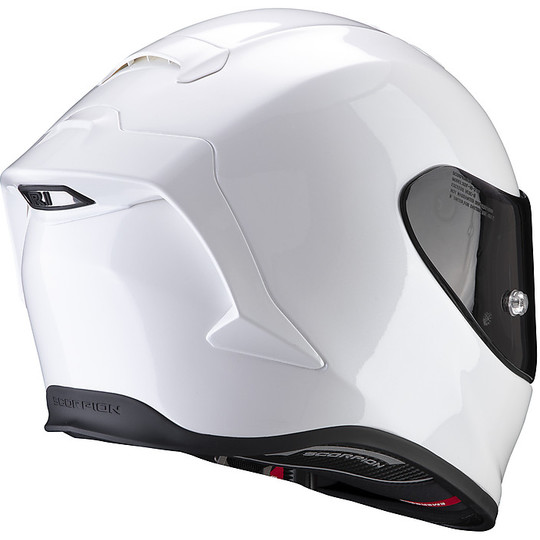 Integrierter Motorradhelm aus Scorpion Fiber EXO R1 Air Solid Glossy White