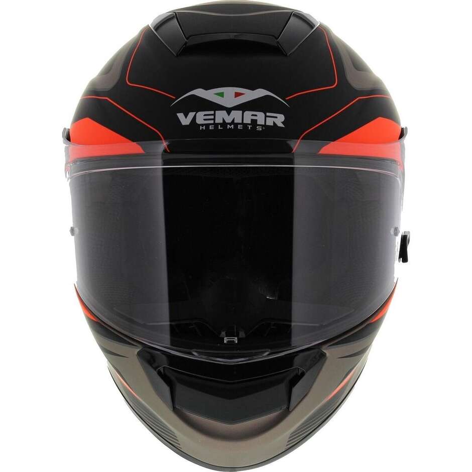 Integrierter Motorradhelm aus Vemar Hurricane Racing Faser H038 Laser Orange Bronze