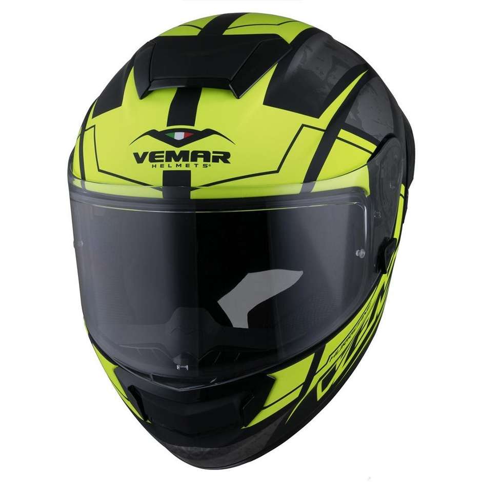 Integrierter Motorradhelm aus Vemar Hurricane Racing Fiber H042 Claw Yellow Fluo