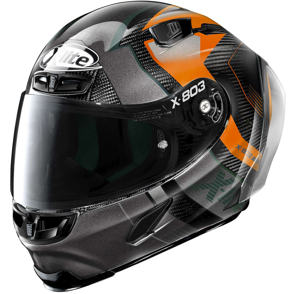 Integrierter Motorradhelm aus X-Lite X-803 RS Ultra Carbon Carbon TATANKA 041 Orange