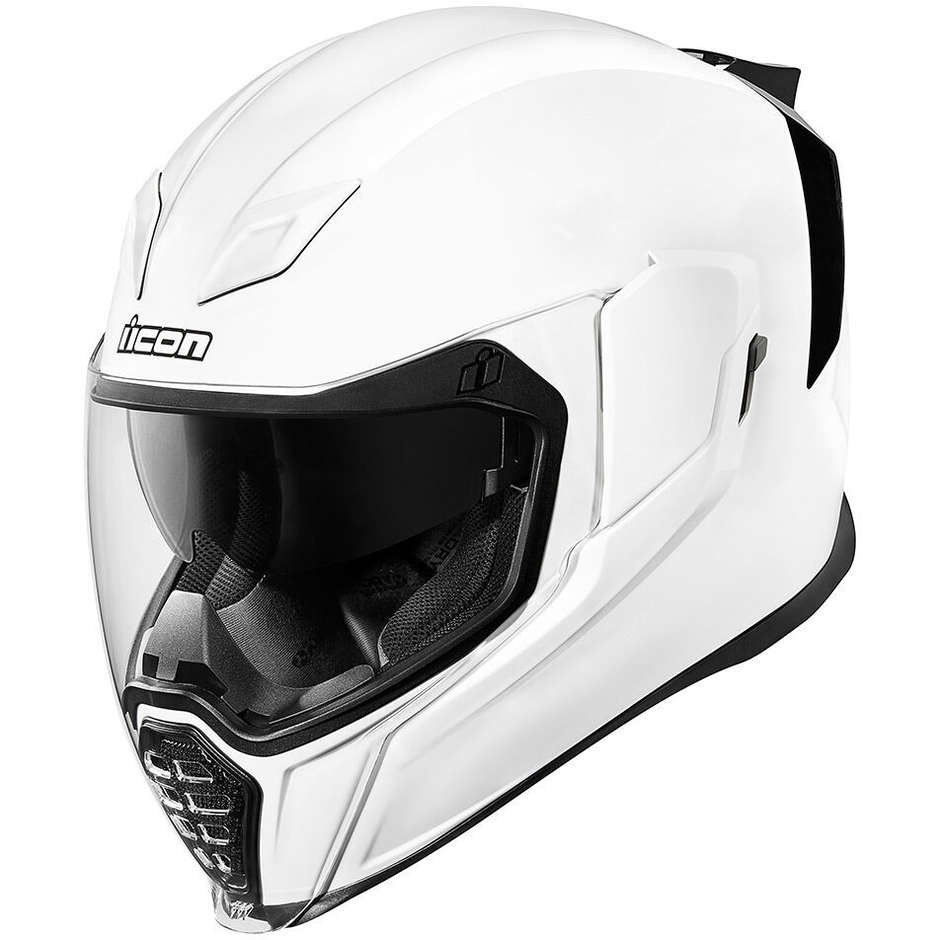 Integrierter Motorradhelm Icon AIRFLITE Solid Glossy White