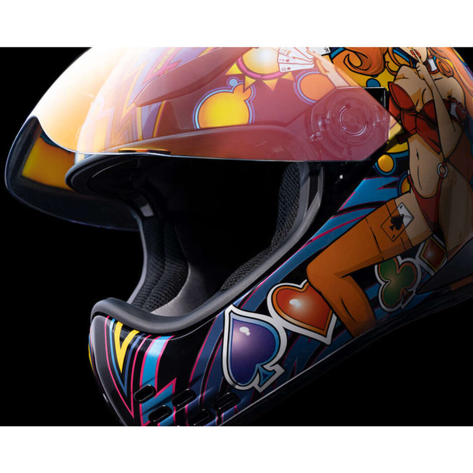 Integrierter Motorradhelm Icon DOMAIN LUCKY LID 4 Rot