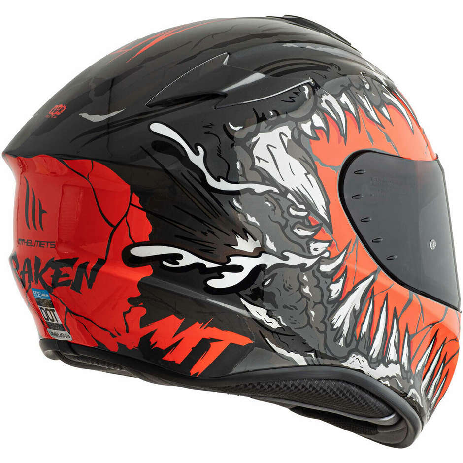 Integrierter Motorradhelm Mt Helm TARGO Kraken A1 Glänzend Rot Grau