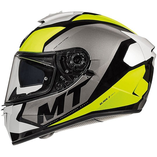 Integrierter Motorradhelm MT-Helme BLADE 2 SV TRICK C3 Fluo Yellow