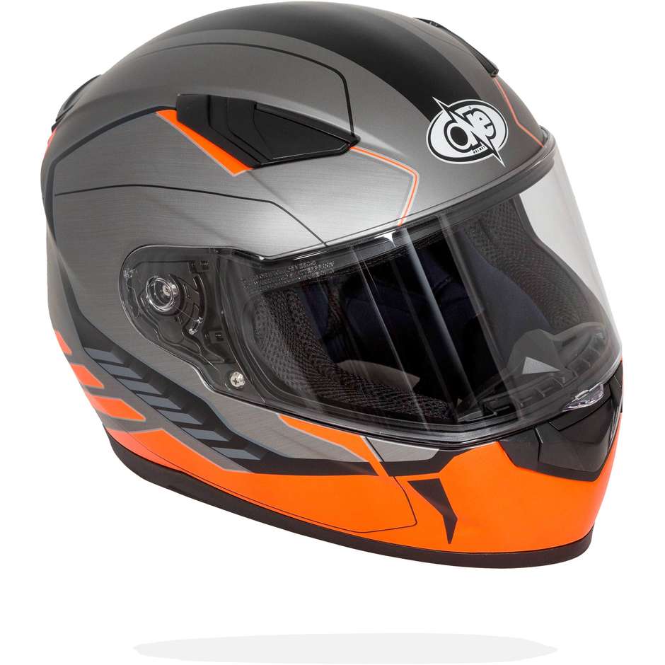 Integrierter Motorradhelm One GT1 Doppelvisier Matt Orange Titanium