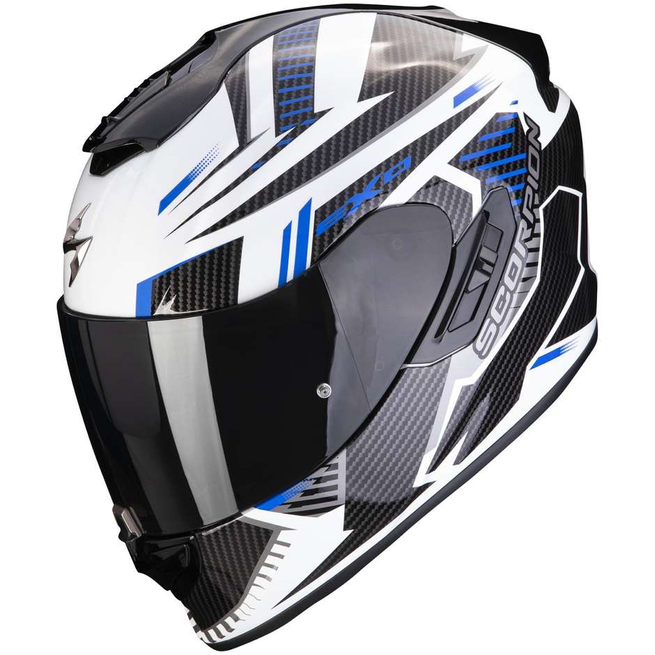 Integrierter Motorradhelm Scorpion EXO-1400 EVO AIR SHELL Weiß Blau