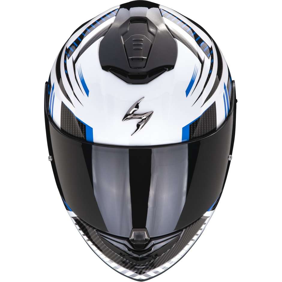 Integrierter Motorradhelm Scorpion EXO-1400 EVO AIR SHELL Weiß Blau