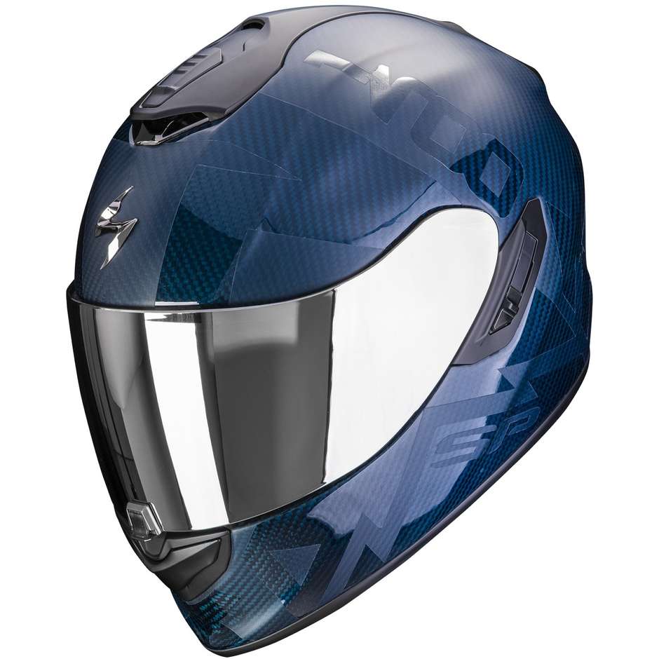 Integrierter Motorradhelm Scorpion EXO-1400 EVO CARBON AIR CEREBRO Blau