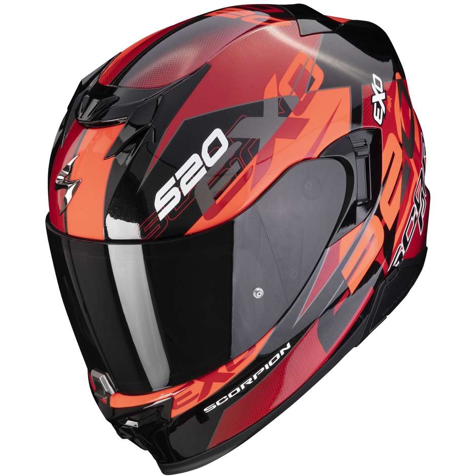 Integrierter Motorradhelm Scorpion EXO-520 EVO AIR COVER Metall Schwarz Rot