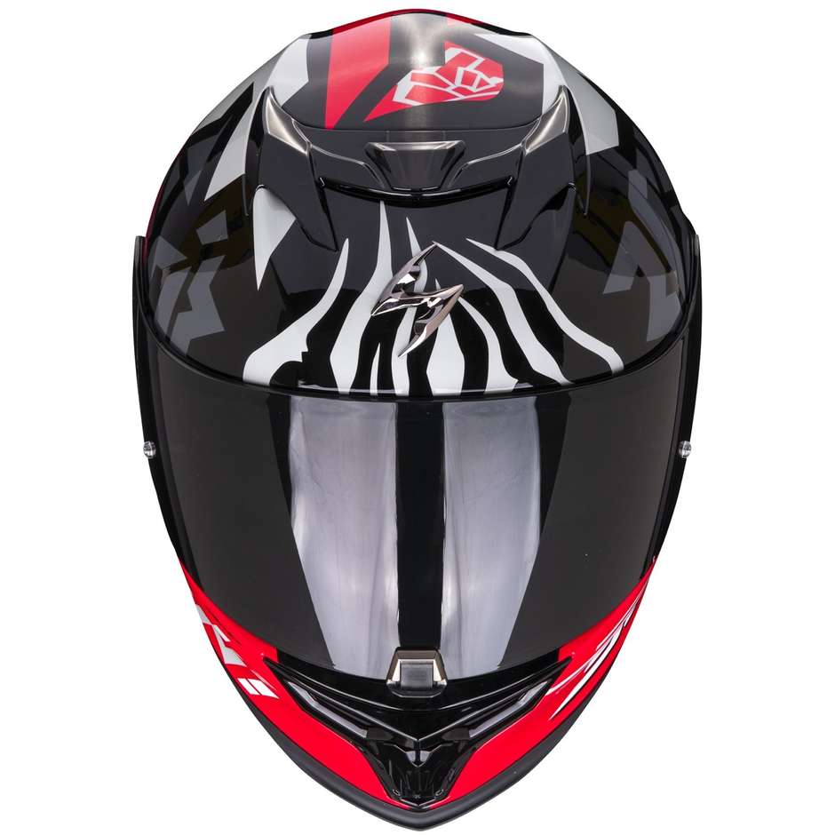 Integrierter Motorradhelm Scorpion EXO-520 EVO AIR ROK BAGOROS Schwarz Rot