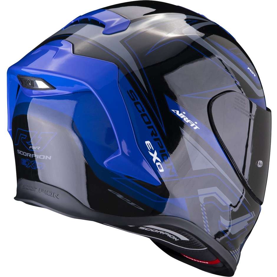 Integrierter Motorradhelm Scorpion EXO-R1 EVO AIR GAZ Metall Schwarz Blau