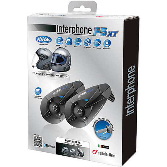 Intercom Bluetooth Cellular line F5 XT Kit Couple Top Of Range