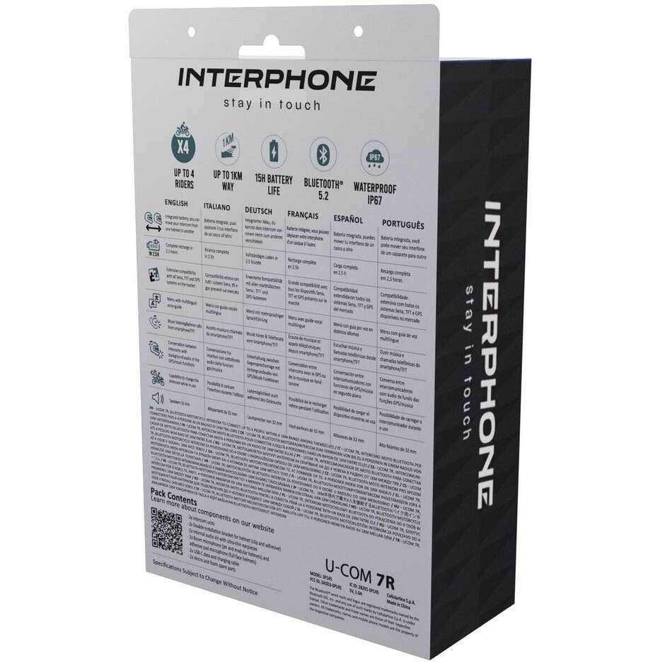 Interfono Moto Bluetooth CellularLine U-COM 7R - Singolo