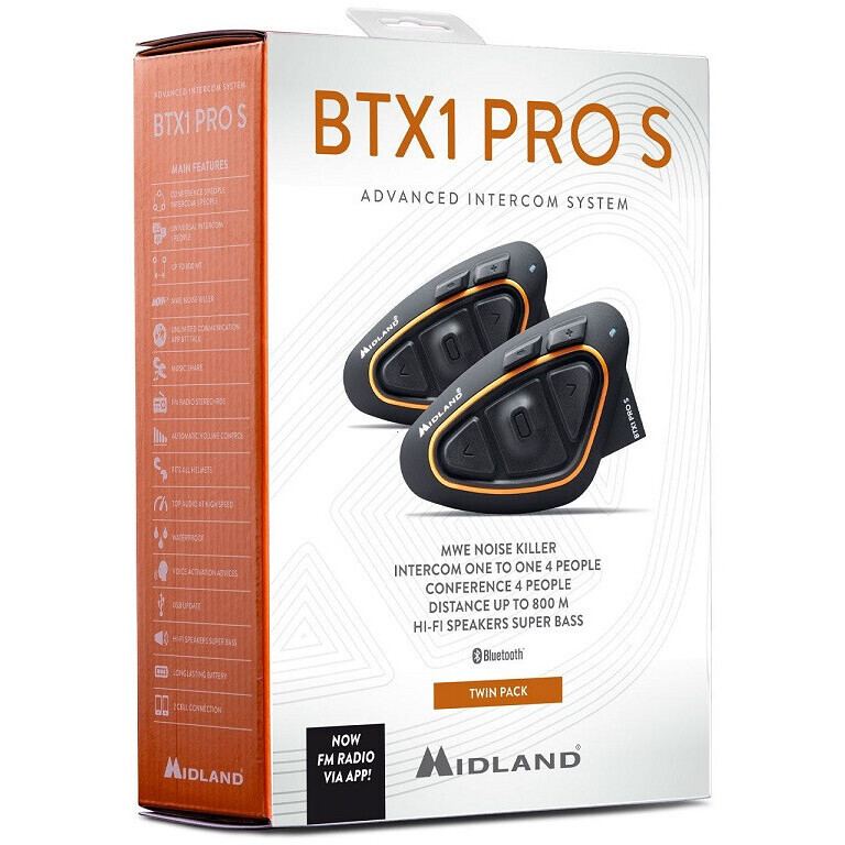 Interfono Moto Bluetooth Midland BTX1 PRO S NR Kit Doppio con Hi-Fi Speaker  Vendita Online 