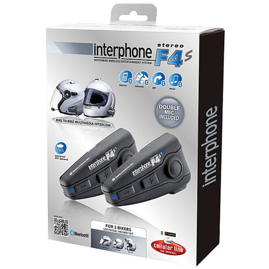 Interfono Moto Bluetooth Universale Cellular Line F4S Kit Coppia Fino a 500 Metri