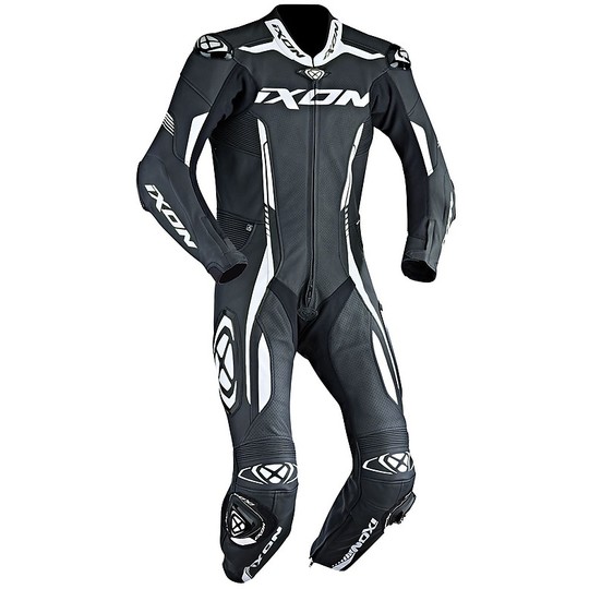 Ixon 2017 VORTEX Combinaison de moto professionnelle en cuir noir blanc