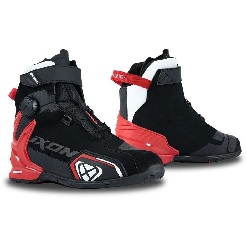 Ixon BULL 2 WP Motorcycle Shoes Black White Red