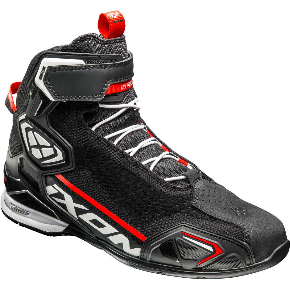 Ixon BULL KINT Certified Motorcycle Shoes Black White Red