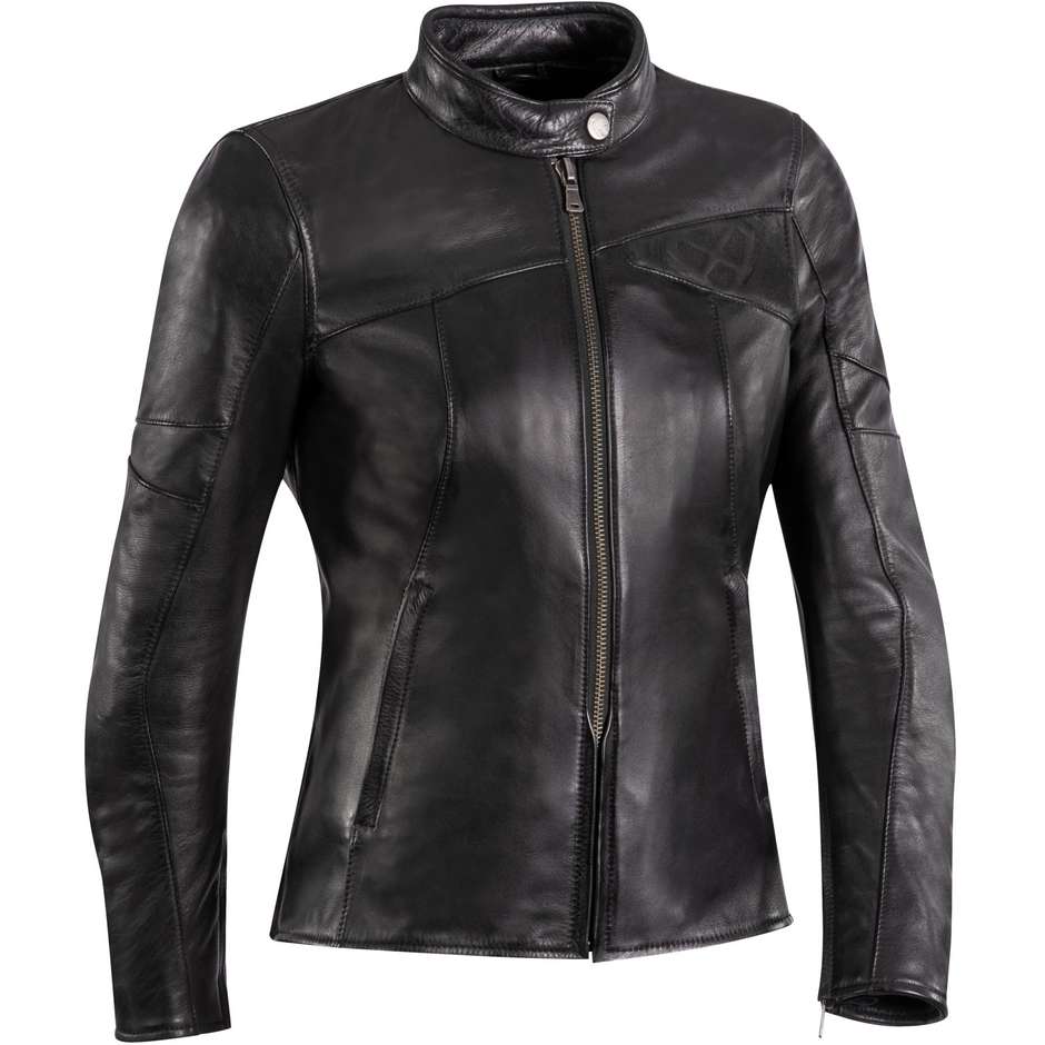 Ixon CRANKY LADY Blouson de moto en cuir noir personnalisé