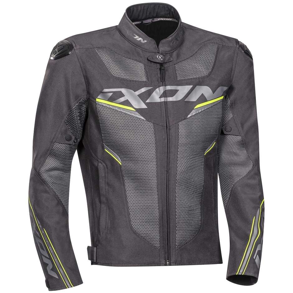 Ixon DRACO Anthracite Gray Yellow Perforated Summer Fabric Motorcycle Jacket