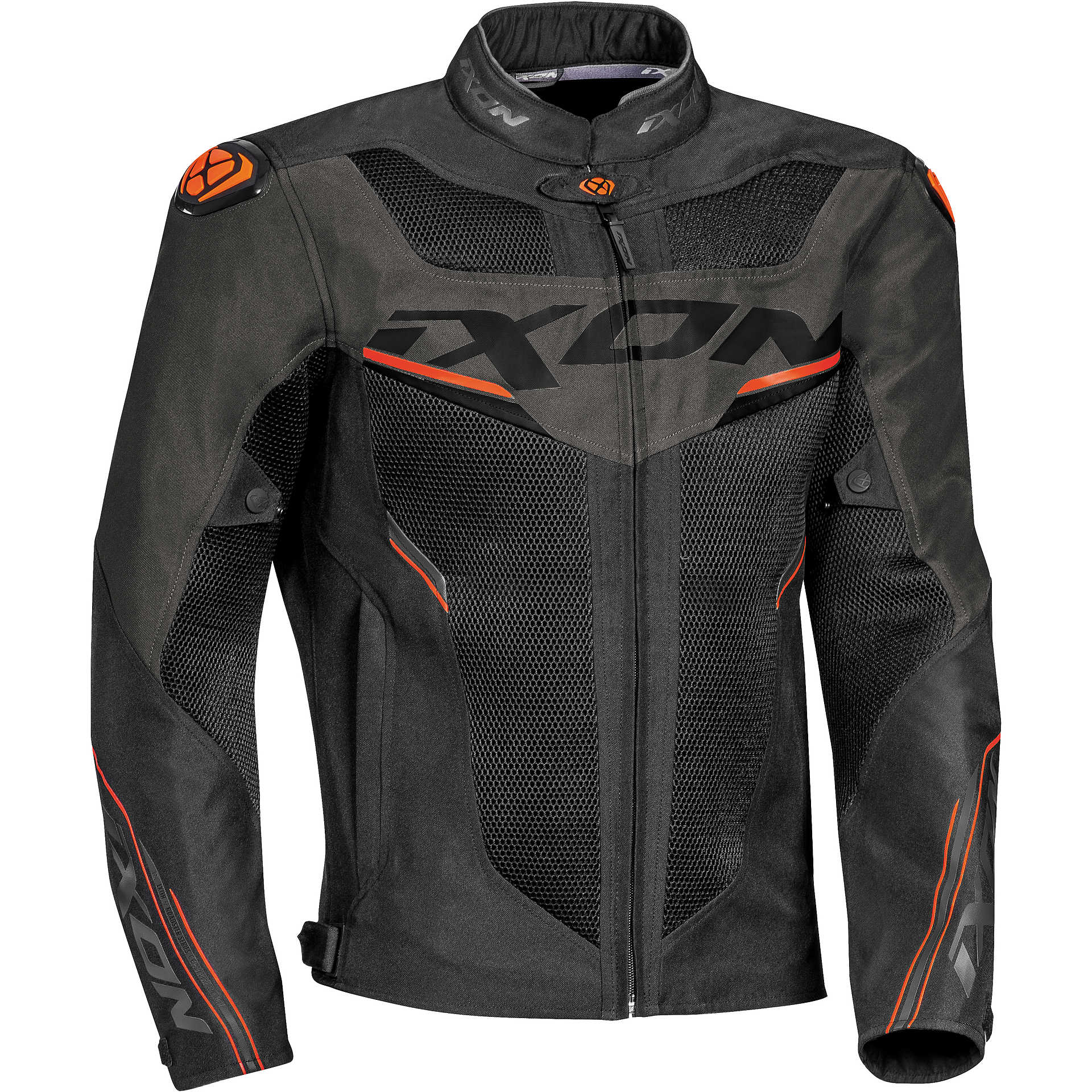 Ixon DRACO Perforated Fabric Motorcycle Jacket Black Anthracite Orange ...