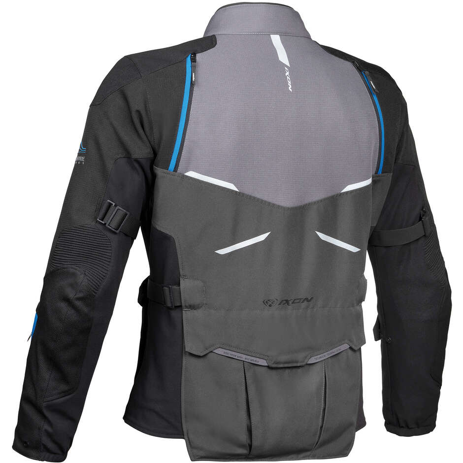 Ixon EDDAS Gray Black Blue Adventure Fabric Motorcycle Jacket