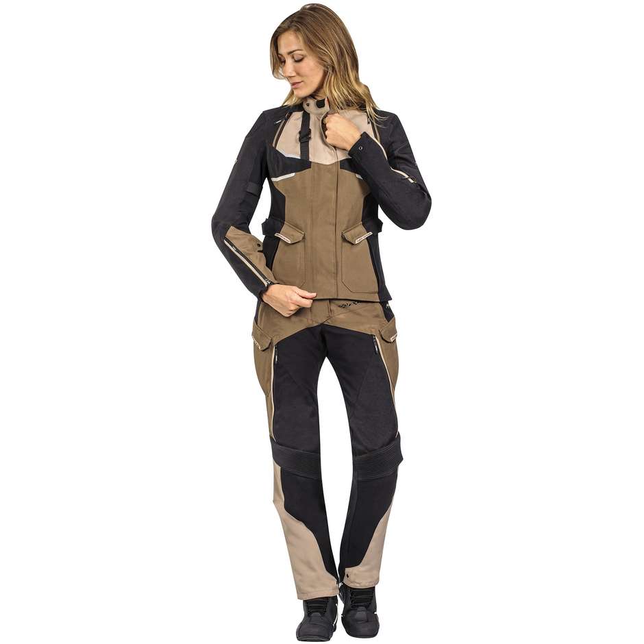 Ixon EDDAS LADY PT Pantalon de moto Touring Adventure Femme Sable Marron Noir