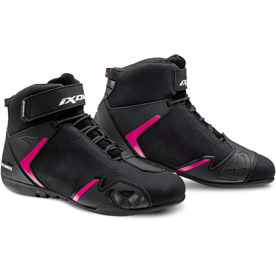 Ixon GAMBLER WP LADY Chaussures de Moto pour Femmes Techniques de Sport Noir Fuchsia