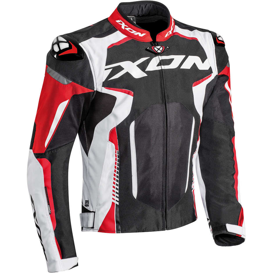 Ixon Gyre 3 Layer Fabric Motorcycle Jacket Black White Red