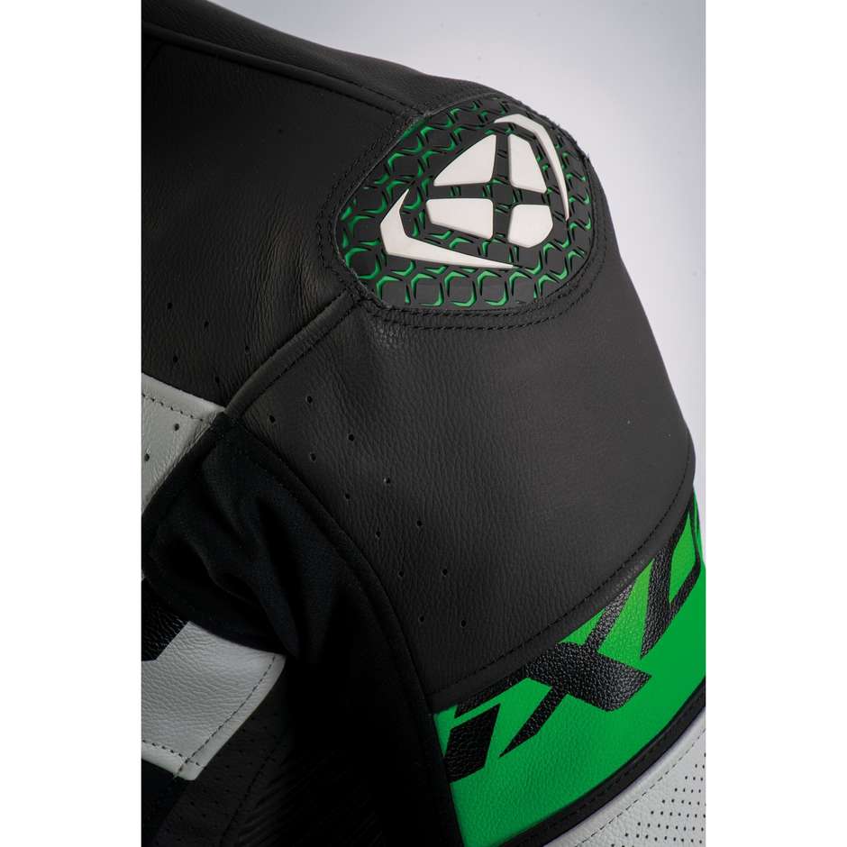 Ixon JACKAL Black White Green Leather Motorcycle Suit