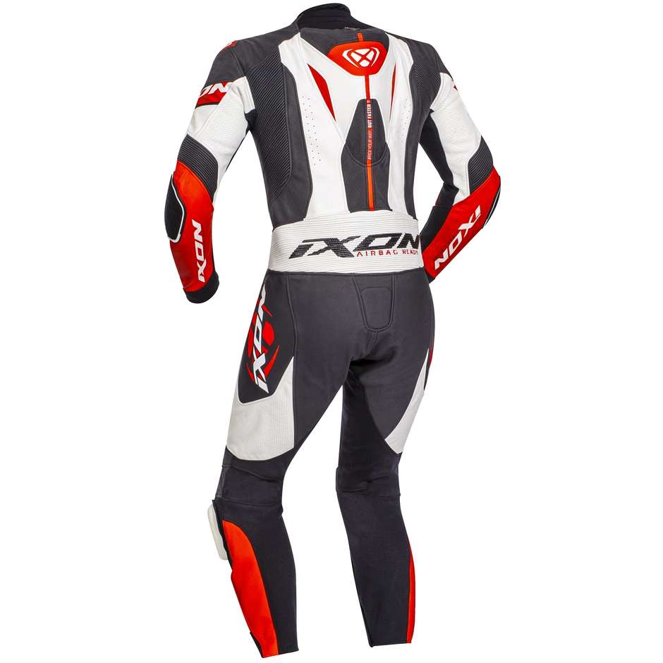 Ixon JACKAL Black White Red Leather Motorcycle Suit