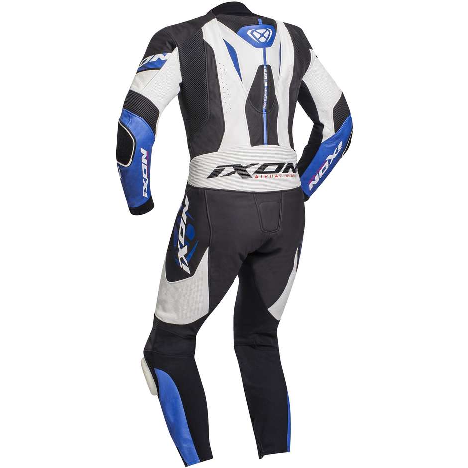 Ixon JACKAL Combinaison de moto en cuir noir blanc bleu