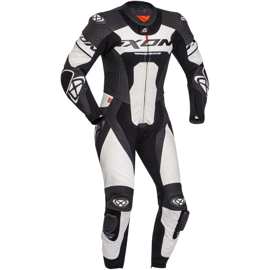 Ixon JACKAL Combinaison de moto en cuir noir blanc