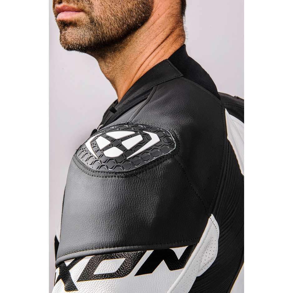 Ixon JACKAL Combinaison de moto en cuir noir blanc
