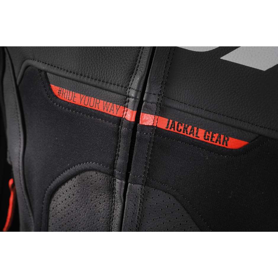 Ixon JACKAL JKT Black White Red Leather Motorcycle Jacket
