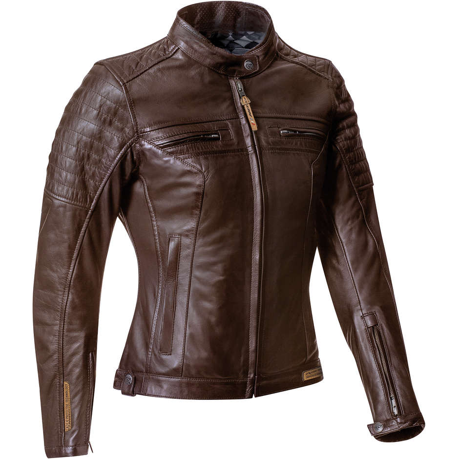 Ixon Leather Motorcycle Jacket Model Torque Lady Brown