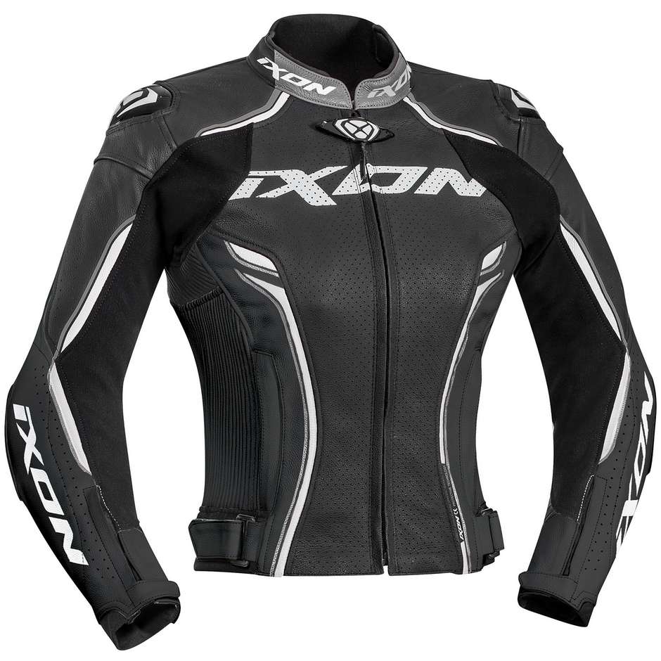 Ixon Leather Motorcycle Jacket Model Vortex Lady Black White