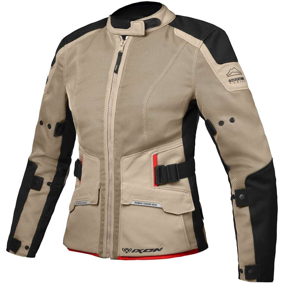 Ixon M-NJORD L Damen Touring Motorradjacke Sand Schwarz Rot