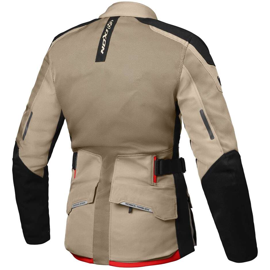 Ixon M-NJORD L Damen Touring Motorradjacke Sand Schwarz Rot