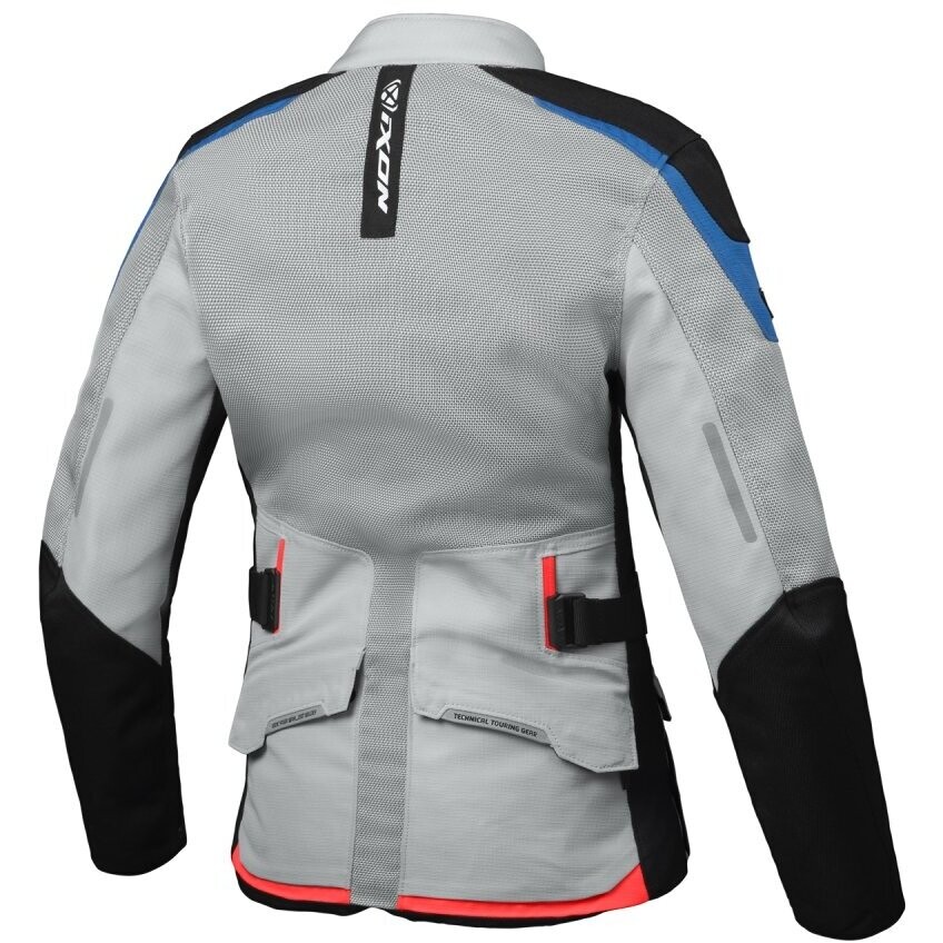 Ixon M-NJORD L Women's Touring Motorcycle Jacket Light Gray Blue Red
