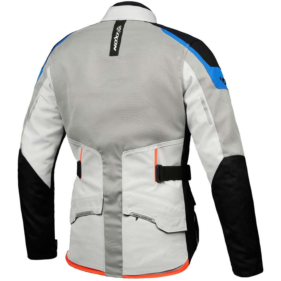 Ixon M-NJORD Touring Motorcycle Jacket Light Gray Blue Red