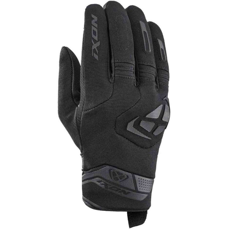 Ixon MIG 2 Black Leather and Fabric Motorcycle Gloves