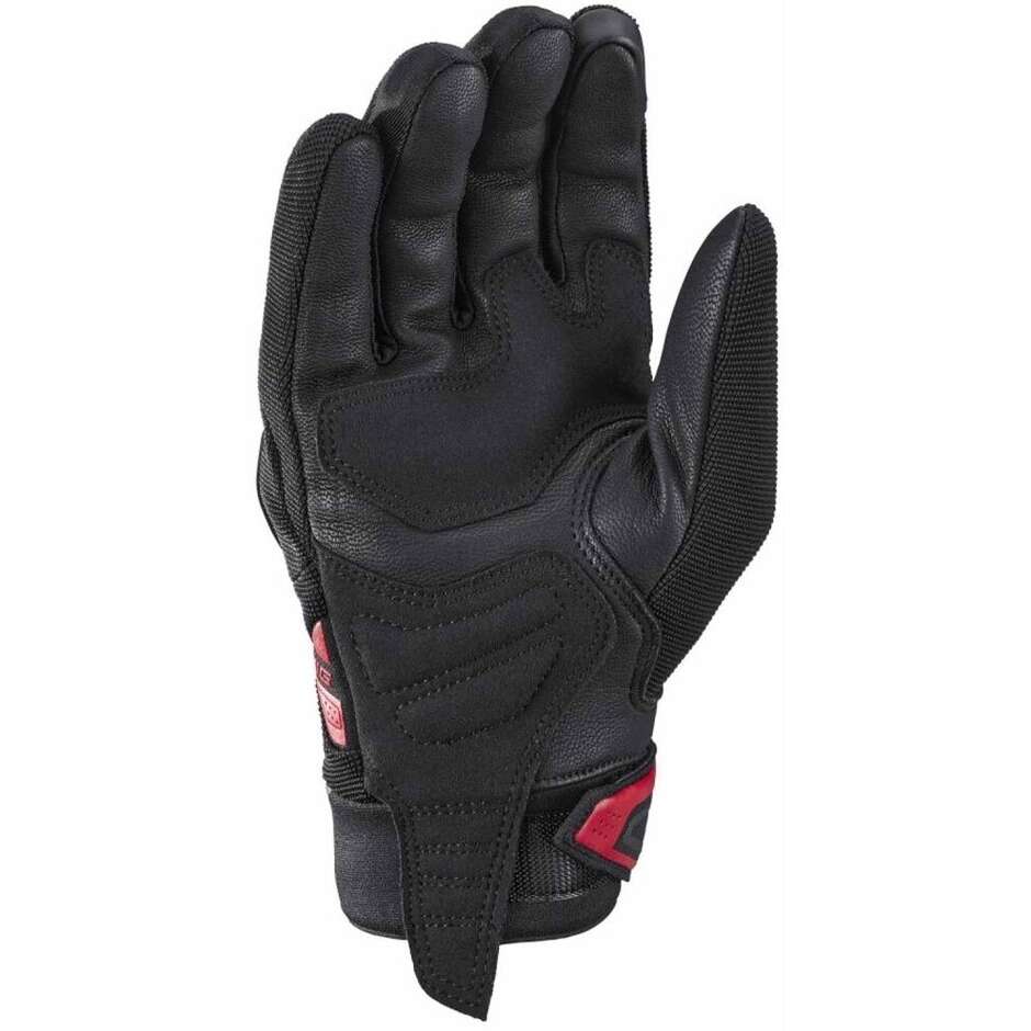 Ixon MIG 2 Black Red Leather and Fabric Motorcycle Gloves
