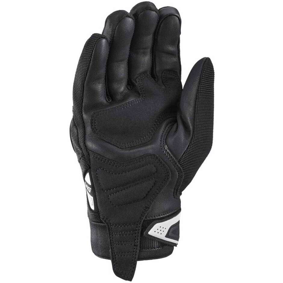 Ixon MIG 2 Black White Leather and Fabric Motorcycle Gloves