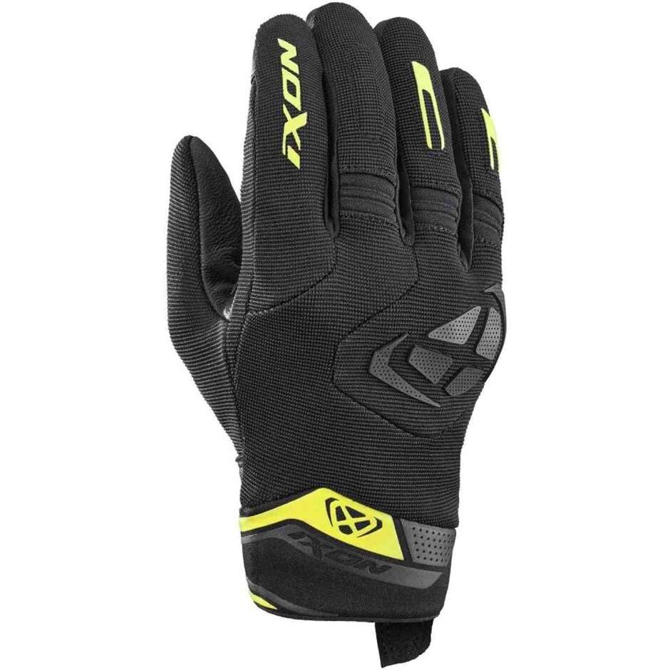 Ixon MIG 2 Black Yellow Leather and Fabric Motorcycle Gloves
