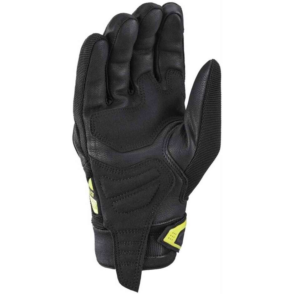 Ixon MIG 2 Black Yellow Leather and Fabric Motorcycle Gloves
