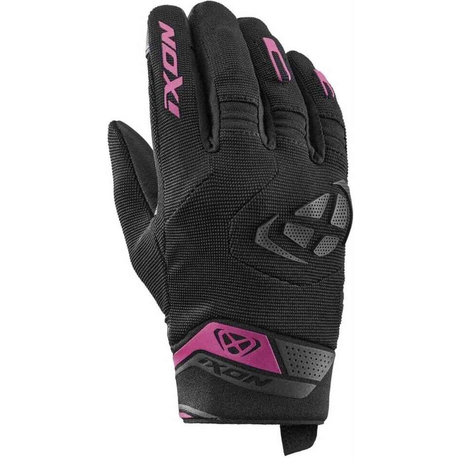 Ixon MIG 2 LADY Women's Leather and Fabric Motorcycle Gloves Black Fuchsia