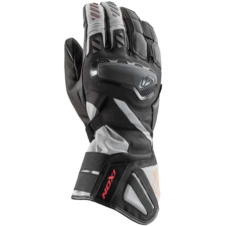 Ixon MS DRAKKAR Motorradhandschuhe Schwarz Grau Rot