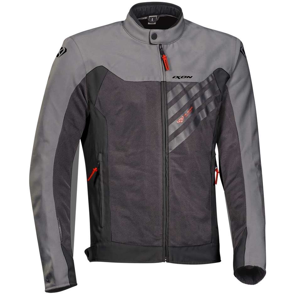 Ixon ORION Anthracite Gray Red Motorcycle Jacket in Summer Fabric